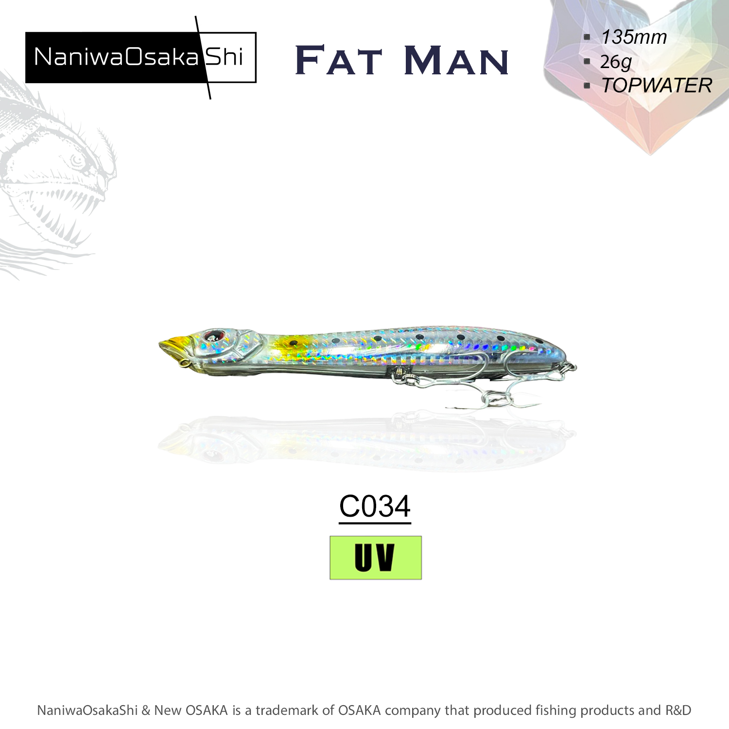 NANIWAOSAKASHI FAT MAN 135MM 26GR TOPWATER C034 SAHTE BALIK
