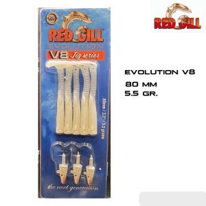 Red Gill V8 Jig 80 Mm 5.5 Gr Silikon Yem - Silver Pearl