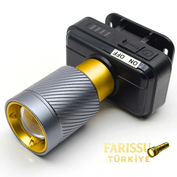 Gold Kama GK703 LED Kafa Lambası | 4000 Lümen | 40W Cree LED | Type-C Şarjlı | 3 Mod | Zoomlu - Görsel 2