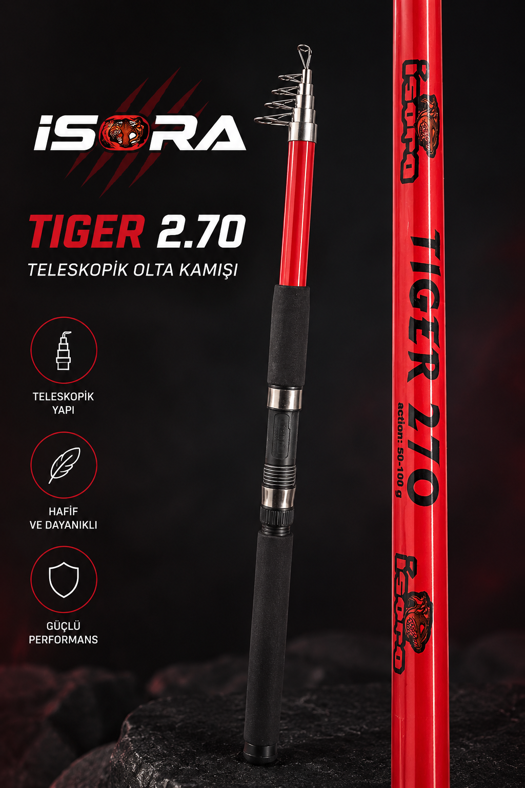 İSORA TIGER 2.70m Teleskopik Olta Kamışı